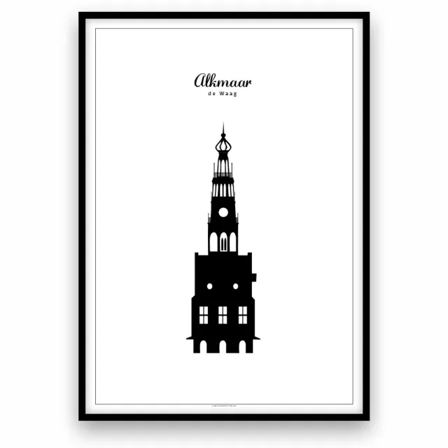 ikwileenposter Alkmaar stadposter - Zwart-wit