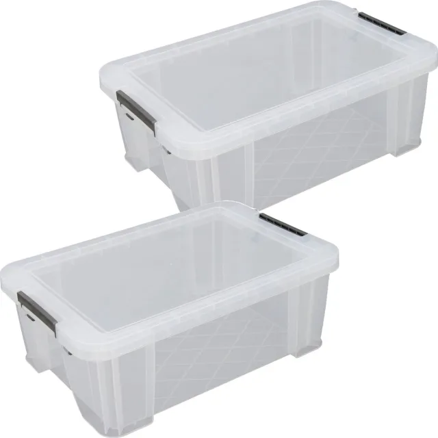 Whitefurze Opbergbox - 2x stuks - 15 liter - Transparant - 47 x 30 x 17 cm - kunststof - opslag oplossingen - kist - met deksel
