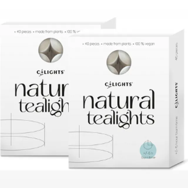 C-Lights Plantaardige Theelichtjes - 2x 40 stuks - Eco-vriendelijk - Sfeer verlichting - Natuurlijke verlichting 80 stuks