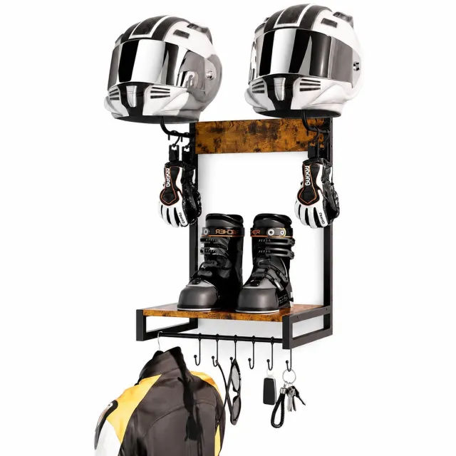 Vurnomi Helmhouder motorhelm - Wandrek - Helm kapstok - Wandsteun - Halmeubel - Motor kleding - Ophangsysteem - Metaal - Zwart