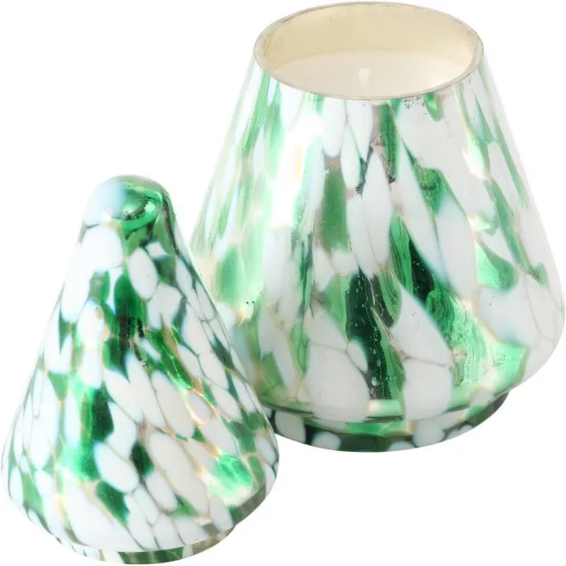 Boltze Home Glazen kaars in de vorm van een dennenboom DOTTI, hoogte 17,5 cm groen