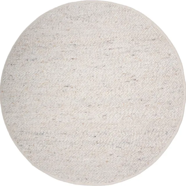 Veer Carpets Vloerkleed Stone Beige 215 - Rond ø160 cm - Wollen Design Vloerkleed in Scandinavische / Japandi Stijl