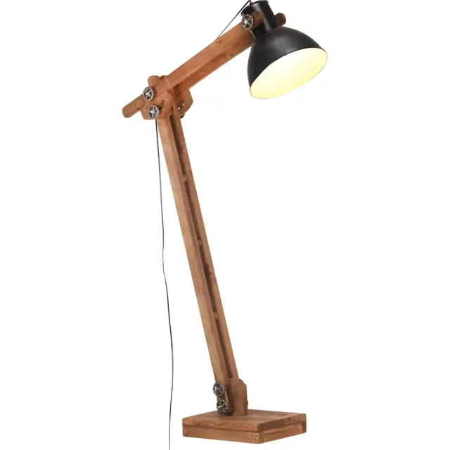 vidaXL Vloerlamp E27 massief mangohout zwart