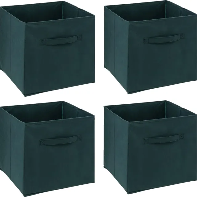 5Five® 5Five Opbergmand/kastmandje - 6x - Smaragd groen - 31 x 31 x 31 cm - 29 liter - Vakkenkast manden - Stof met versterkte bodem - Opvouwbaar Emerald groen