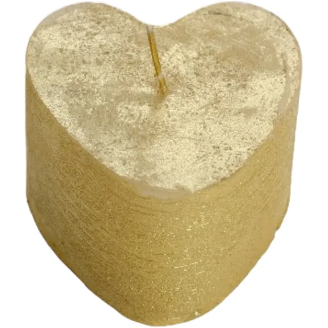 Rustik Lys Figuurkaars in hartvorm 'Hart' (8 x 5.5 cm) - Goud