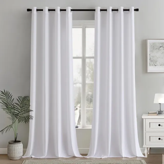 Ibenzoa Vitrage Gordijnen Set van 2, Voile Oogjes, 140x245cm, Wit - Voile Voile Gordijnen voor Woonkamer