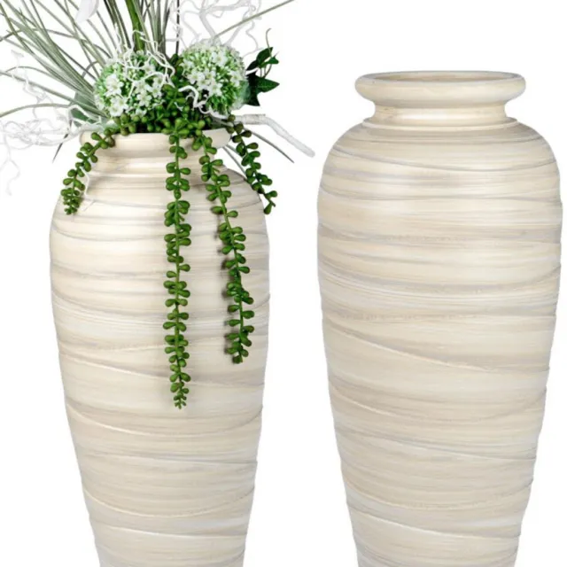 mmdeco vaas-groot 50 cm-creme- lichte aardetinten-rustiek-zwaar keramiek- ronde textuur-722027