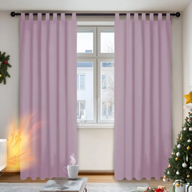 Famanu Opaque gordijnen voor slaapkamer, set van 2 stuks, thermische isolatie, 140 x 175 cm, lichtroze