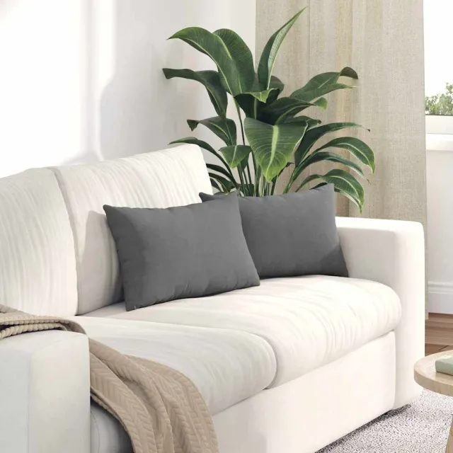 vidaXL Sofa Kussens 2 st Microvezel Stof Donkergrijs 50 x 30 cm
