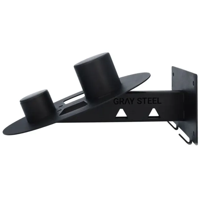 Gray Steel X5 Helmhouder & Wandsteun - Mat Zwart - 5-in-1 Ophangsysteem voor Motoruitrusting, Motorhelmen en Motorkleding