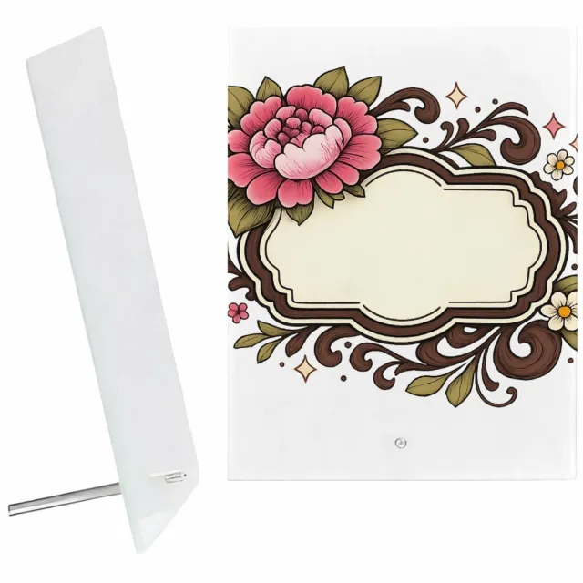 Mr Cadeautjes Glazen fotopaneel Een warme, persoonlijke complimentkaart in een botanisch kad - 15 x 20 cm, staand - glas, decoratie, wanddecoratie | cadeau Wit