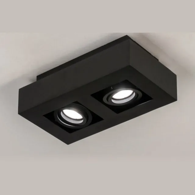 Lumidora Plafondlamp 13784 - Plafonniere - XIRAX - 2 Lichts - GU10 - Zwart - Metaal - ⌀ 25 cm