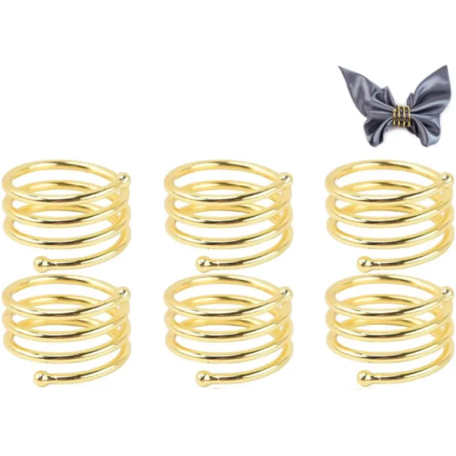 QTTVBTNA 6 Stuks Metal Servetringen - Moderne Elegante Servethouders - Feestelijke Tafeldecoratie voor Bruiloft, Pasen & Familiefeesten - Servetclips voor Speciale Gelegenheden - Tafelaccessoires & Feestdecoratie - Goud