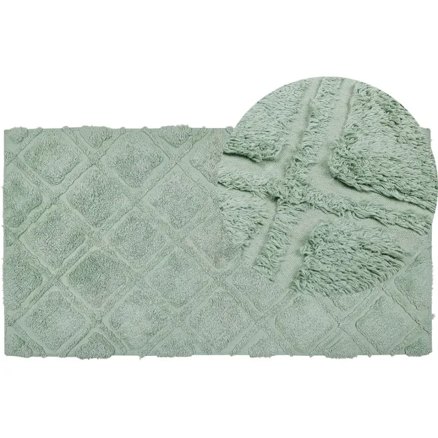 Beliani HATAY - Laagpolig vloerkleed - Lichtgroen - 80 x 150 cm - Katoen