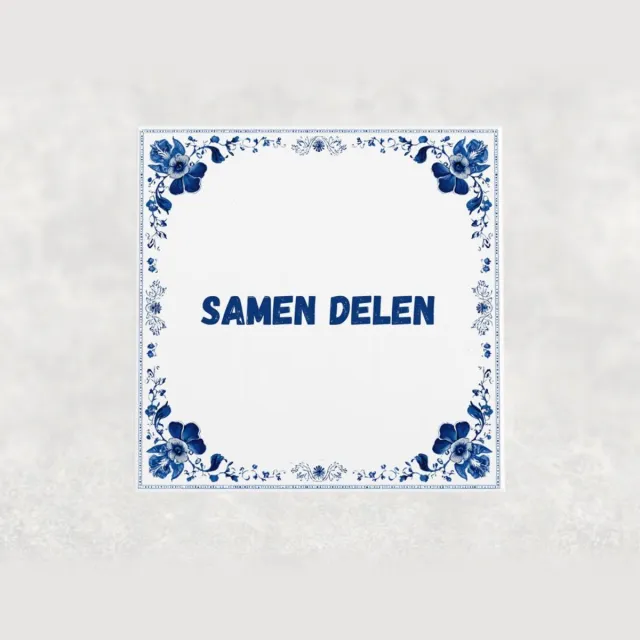 Voici Voilà Spreuk tegel 15x15 cm Samen delen Wit met tekst