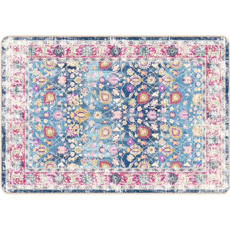vidaXL Vloerkleed wasbaar 120x180 cm meerkleurig Blauw