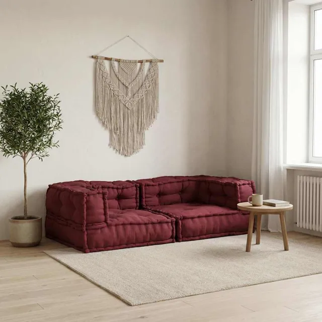 vidaXL 2-zits modulaire bank kastanjebruin stof 140x70x36 Rood