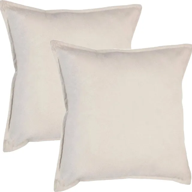 Atmosphera Bank/sierkussens Sophia - 2x stuks - 45 x 45 cm - polyester met rits Wit