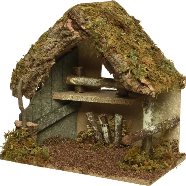 Decoris Kerststal - zonder figuren - hout - 30 x 18 x 26 cm - geschikt voor 10 cm figuren Bruin
