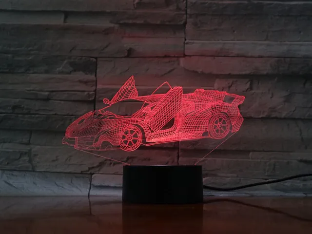 MC Living 3D Led Lamp Met Gravering - RGB 7 Kleuren - Auto
