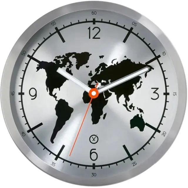 Sompex Earth | 8014 | Wandklok | 30.5 cm zilver / zwart /wit