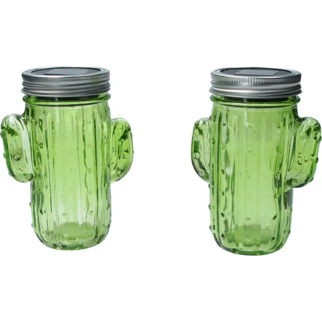 Banzaa Leuke cactus solar lampjes Set van 2 Ø 11,5 cm groen