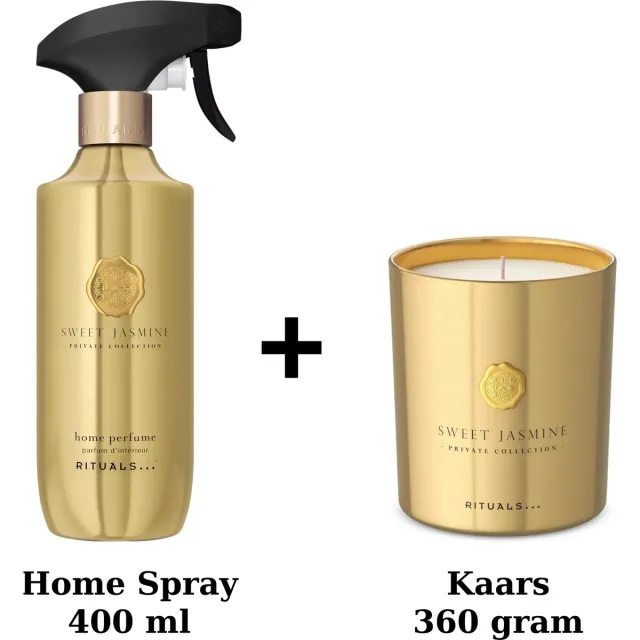 Rituals Sweet Jasmine - Duo Set - Home Spray 400 ml + Kaars 360 gram Goud