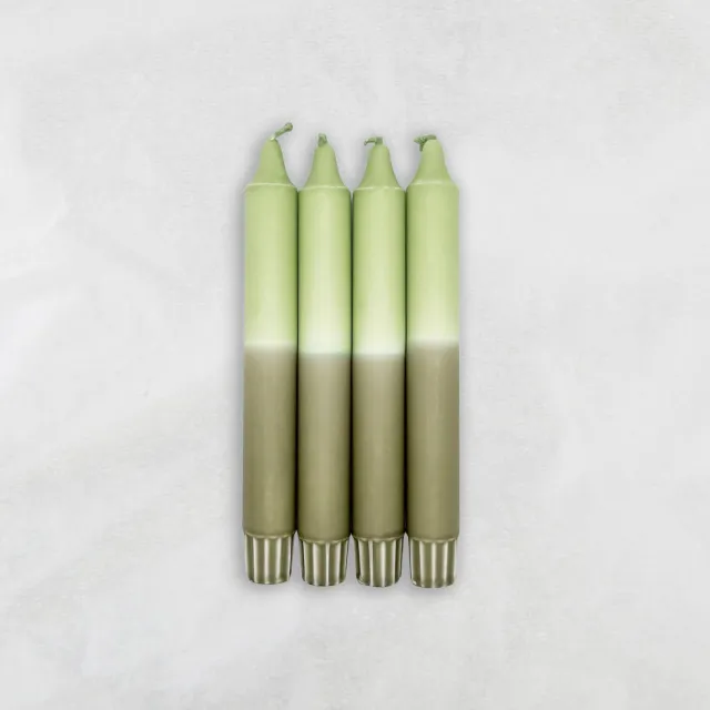 MingMing Kaarsen - Dip Dye - Pistache/Martini Olive - Set van 4 Groen