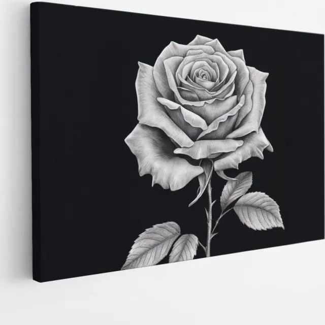 Saammp Canvas Schilderij - Monochroom Roos - Bloemen - Natuur - Abstract - 50x40 - Foto op canvas - Wanddecoratie - Muurdecoratie Woonkamer - Kantoor Decoratie Multicolor