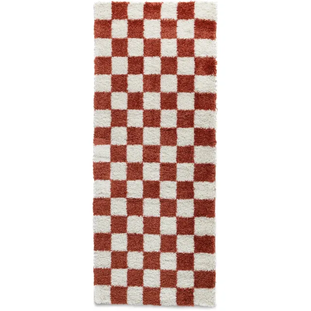 Boho&me Checkerboard loper - Check ivoor/koraal 80x200
