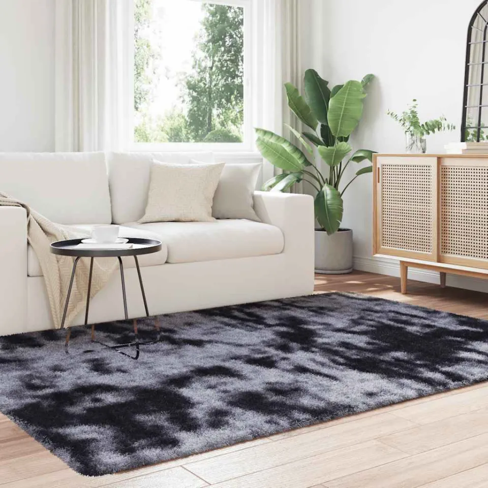 vidaXL Hoogpolig vloerkleed NAVARRA 130x200 cm polyester donkergrijs grijs, foto 3