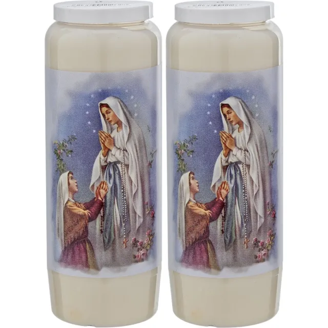 Enlightening Candles Noveenkaars - 2x - wees gegroet - wit - met gebed - 6 x 18 cm - 9 dagen - kaarsen - Gedenkkaars - Graflicht/herdenkingslicht