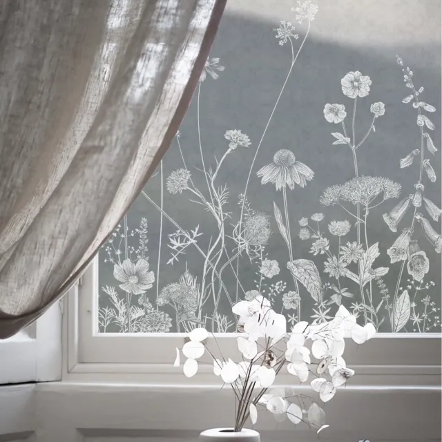 Imperatoris Zelfklevende Raamfolie – Matglas Raamfolie / Inkijkwerende Privacyfolie – Voor Ramen en Glazen Deuren – Screenprotector – Eenvoudig Aan te Brengen – 58X120CM Thistle Wildflower