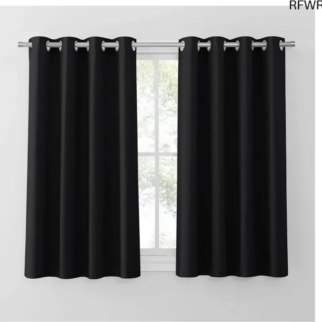 RFWR Verduisteringsgordijnen 132x150 cm - Zwart - Isolerend en Privacybeschermend - 2 Panelen voor Woonkamer, Slaapkamer en Studeerkamer