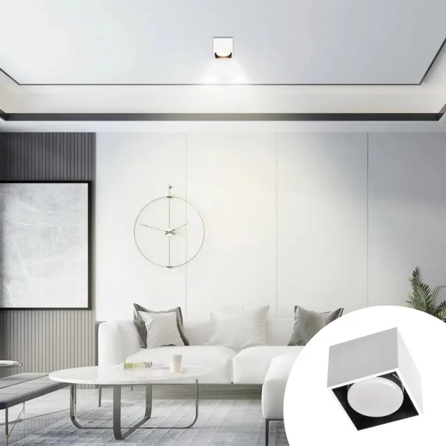 LED's light by Shada LED's Light Cube LED Plafondlamp - 1 lichtpunt - Draaibaar licht - Staal - 10 x 8 cm - Wit - Gx53 ledlamp - Plafonniere - Plafonnieres - Plafoniere slaapkamer - Plafondlampen - Badkamerlamp - Plafond lamp