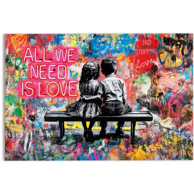 Glasschilderij All you need is love - 78 x 116 - Glas - REINDERS