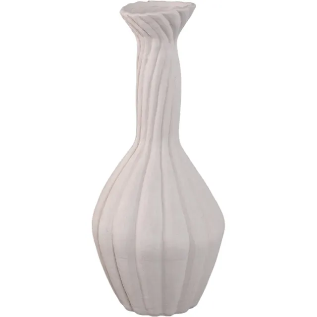 PTMD Lydia White Ceramic Swirl Ribbed Vase