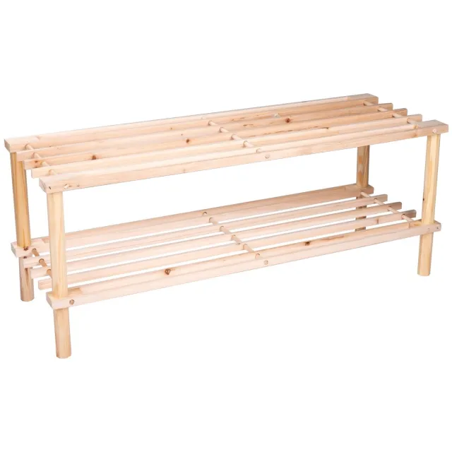Alpina Schoenenrek - 74 x 26 x 30 CM - Twee Lagen - Hout - FSC Gecertificeerd - Beige Bruin