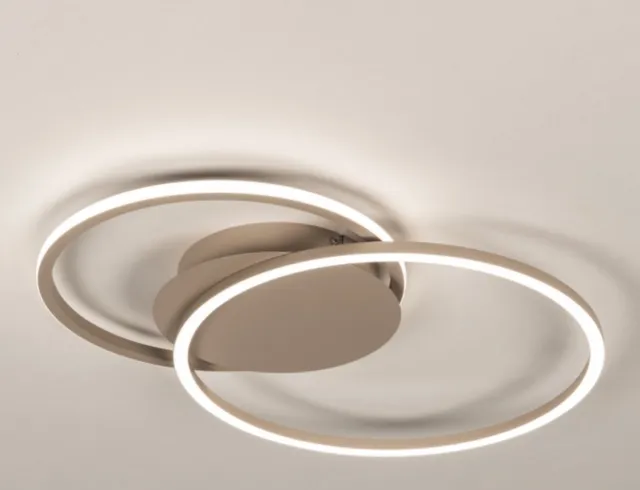 Lumidora Plafondlamp 75619 - Plafonniere - CUZCO - 2 Lichts - Ingebouwd LED - 24.0 Watt - 2400 Lumen - 2700 Kelvin - Taupe - Metaal - Met dimmer - Badkamerlamp