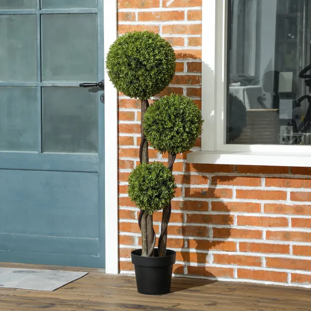 COVREO Kunstplant 115 cm groen, kunstmatige buxus in pot voor binnen buiten
