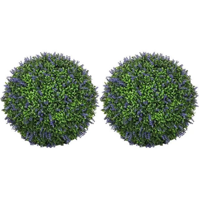 ZYLARO Kunstplanten - Set van 2 - Bolvorm - UV-bestendig - Voor binnen en buiten - 42 cm - Groen en paars paars+groen