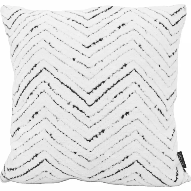 NOVÉE Chenille Chevron White / Wit Kussenhoes | Polyester | 45 x 45 cm