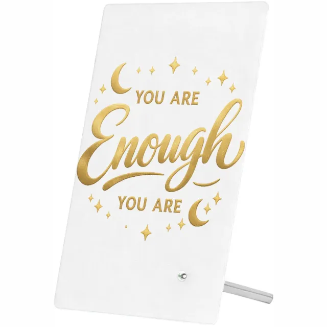 Mr Cadeautjes Glasframe 11 x 16 - design Minimalistische affirmatie met sterren en zachte glansaccent | cadeau Wit
