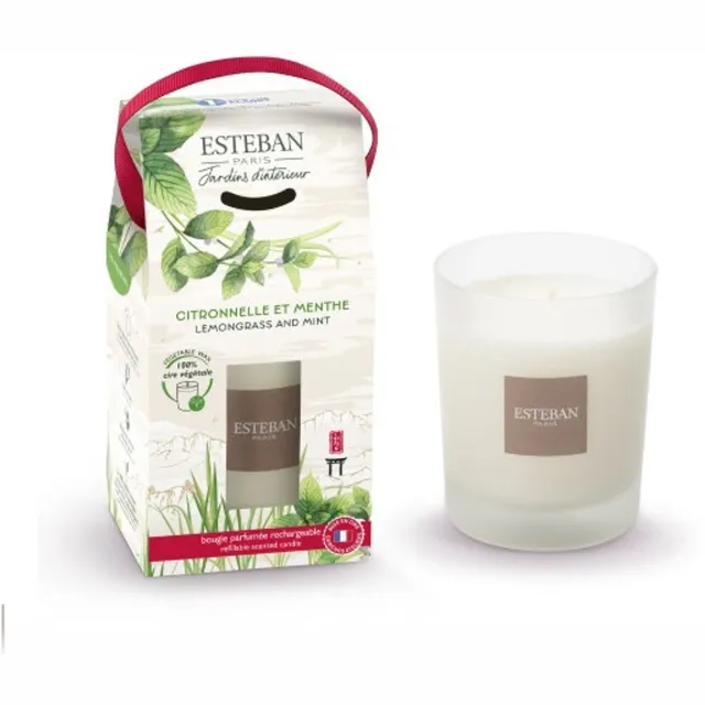Esteban Citroengras en Munt Geurkaars 180gr witte