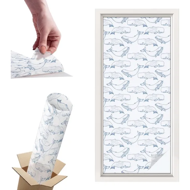 TULUP Raamfolie Anti inkijk - Inspiratie uit de zee Privacy Folie Raam - 50x116 cm - Wit Anti inkijk Folie - Raamfolie Tegen inkijk Glas in Lood - Voor de badkamer, slaapkamer, hal - Raamfolie Zonwering Wit - Inspiratie uit de zee