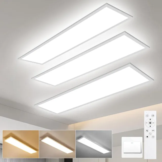 Oraymin 3x LED Plafondlamp Paneel 120x30 cm - 40W Dimbaar - Met Remote Wit