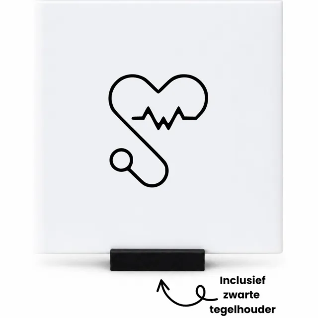 Hacebo Ziekenhuis tegeltje met tegelhouder - Zuster - Zuster - tegeltjes met tekst - Dokter - verpleegster - leuk cadeau - spreuktegels - 10.8x10.8 CM Wit