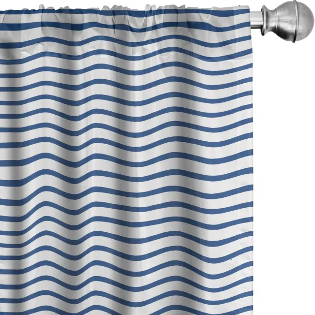 ABAKUHAUS Harbor-strepen gordijnen – 2x75x175 cm – microvezel – Nachtblauw Nachtblauw Wit