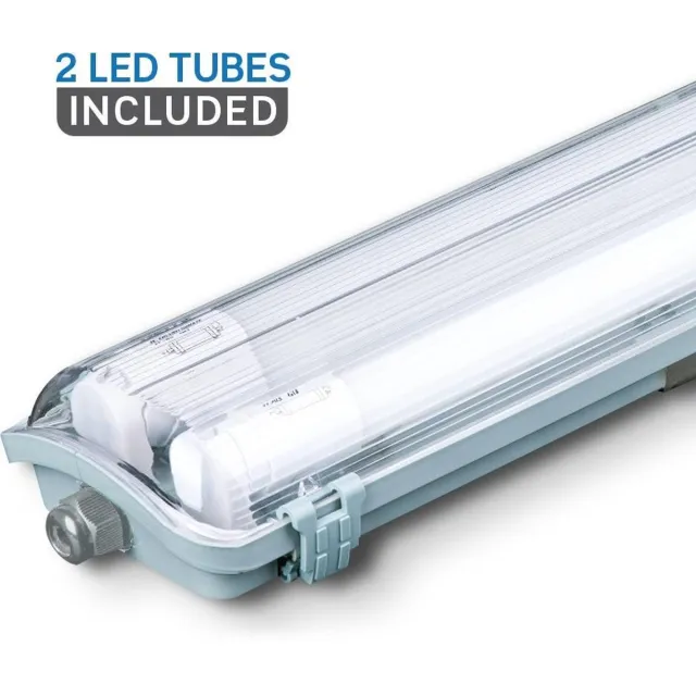 V-TAC VT-15022 LED Armaturen - Dubbele Buis 2 x 20W - IP65 Waterdicht - Wit - 3400 Lumen - 4000K - 150cm
