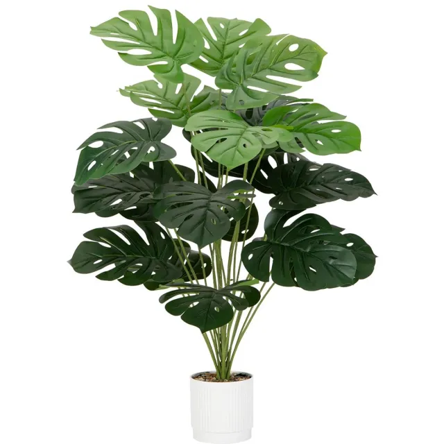 Unyqoos Groene kunstplant Monstera met 24 bladeren voor interieurdecoratie